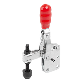 Toggle clamps vertical with straight foot and adjustable clamping spindle (K1246)