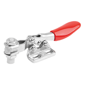 Toggle clamp mini horizontal with flat left foot and adjustable clamping spindle (K1543)