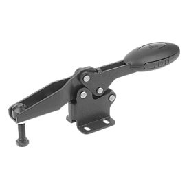 Toggle clamps horizontal with flat foot and adjustable clamping spindle (K0660)