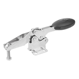 Toggle clamps horizontal with flat foot and adjustable clamping spindle, stainless steel (K0660)