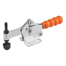 Toggle clamps horizontal with flat foot and fixed clamping spindle (K0075)