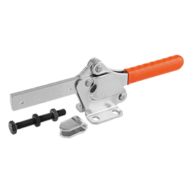 Toggle clamps horizontal with flat foot and full holding arm (K0076)