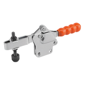 Toggle clamps horizontal with straight foot and adjustable clamping spindle (K0072)