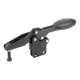 Toggle clamps horizontal with straight foot and adjustable clamping spindle (K0661)