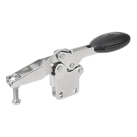 Toggle clamps horizontal with straight foot and adjustable clamping spindle, stainless steel (K0661)