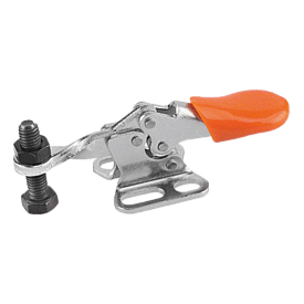 Toggle clamps mini horizontal with flat foot and fixed clamping spindle (K0070)
