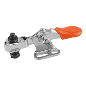 Toggle clamps mini horizontal with flat left foot and adjustable clamping spindle (K0071)