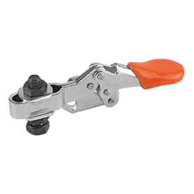 Toggle clamps mini horizontal with flat right foot and adjustable clamping spindle (K0267)
