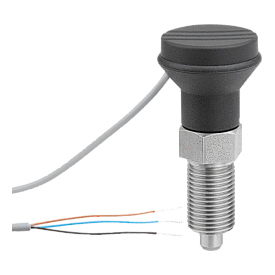 Indexing plungers steel or stainless steel with status sensor, hardwired, Form A (K1744)
