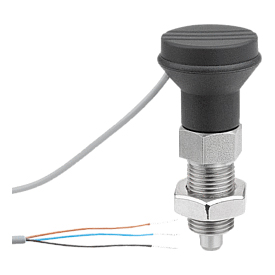 Indexing plungers steel or stainless steel with status sensor, hardwired, Form B (K1744)