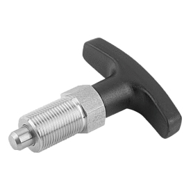 Indexing plungers with T-grip, without locking slot, without locknut, Form A (K1124)