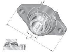 INA Two-Bolt Square Flange Units, Gray Cast Iron, Centering Piece, Eccentric Locking Collar, R Seal