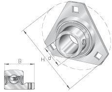 INA Three-Bolt Square Flange Units, Sheet Steel, Grub Screws in the Inner Ring, P Seal