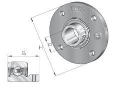 INA Four-Bolt Square Flange Units, Gray Cast Iron, Centering Piece, Grub Screws in the Inner Ring, P Seal