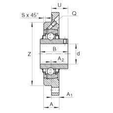 INA Four-Bolt Square Flange Units, Gray Cast Iron, Centering Piece, Grub Screws in the Inner Ring, R Seal