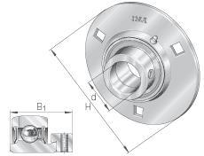 INA Three-Bolt, Four-Bolt Square Flange Units, Sheet Steel, Eccentric Locking Collar, P Seal 0008292930000