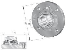INA Four-Bolt Square Flange Units, Gray Cast Iron, Centering Piece, Eccentric Locking Collar, R Seal 0008276490000