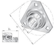 INA Three-Bolt Square Flange Units, Sheet Steel, Eccentric Locking Collar, Lightweight Series, P Seal