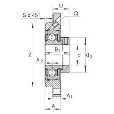 INA Four-Bolt Square Flange Units, Gray Cast Iron, Centering Piece, Eccentric Locking Collar, P Seal
