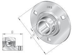 INA Three-Bolt, Four-Bolt Square Flange Units, Sheet Steel, Grub Screws in the Inner Ring, P Seal 0008329600000