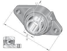 INA Two-Bolt Square Flange Units, Gray Cast Iron, Grub Screws in the Inner Ring, P Seal