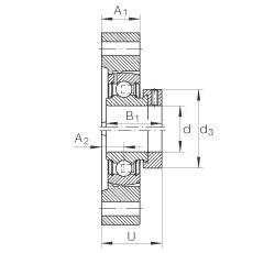 INA Two-Bolt Square Flange Units, Gray Cast Iron, Eccentric Locking Collar, P Seal