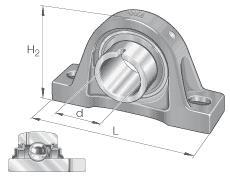 INA Pillow Block Unit with Long Base, Gray Cast Iron, Floating Bearing, Keyway on Inner Ring, P Seal