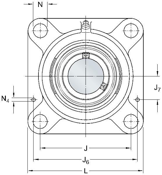SKF Y-Square Flange Units with Square Flange, Gray Cast Iron, Grub Screw Fixing, and Multiple Seal