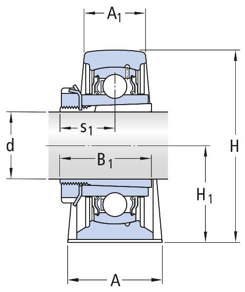 SKF Y-Pillow Block Unit with Long Base, Gray Cast Iron, Clamping Sleeve Fixing, and Flingers