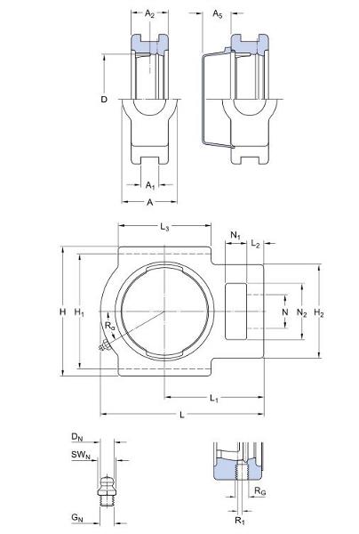 SKF Y-Take-Up Unit, Gray Cast Iron with Through-Hole Fastening