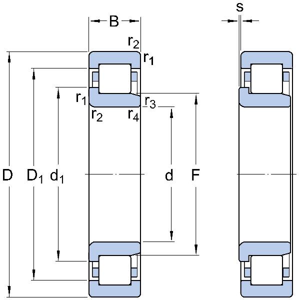 SKF single-row cylindrical roller bearings series NJ..