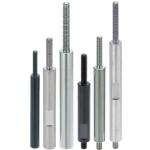 Round rod spacers / stainless steel, steel / black oxided, nickel-plated / external thread, internal thread / spanner flat
