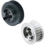 Timing belt pulleys with keyless bushings / S5M / flanged pulley deselectable / aluminium, steel