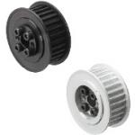 Timing belt pulleys with keyless bushings / compact sleeve / S8M / flanged pulley deselectable / aluminium, steel