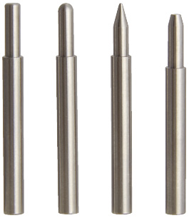 Centring pins / round / material selectable / small head / tip shape selectable / press-fit spigot