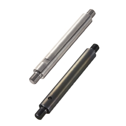 Linear shafts / material selectable / treatment selectable / stepped on both sides / external thread / Wrench flat / Radial bore
