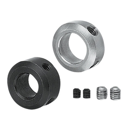 Set collars / stainless steel, steel / double grub screw SCCA20-15-KB
