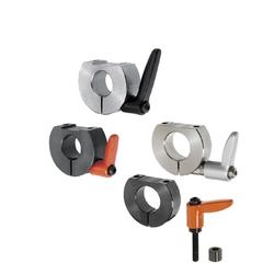 Set collars / flattened on one side / stainless steel, steel / slotted / clamping lever PSCDKJL10-M