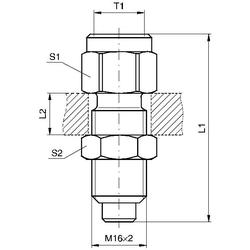 Parker MAV-MA3 test point pressure gage connector with M 16×2 threaded connection