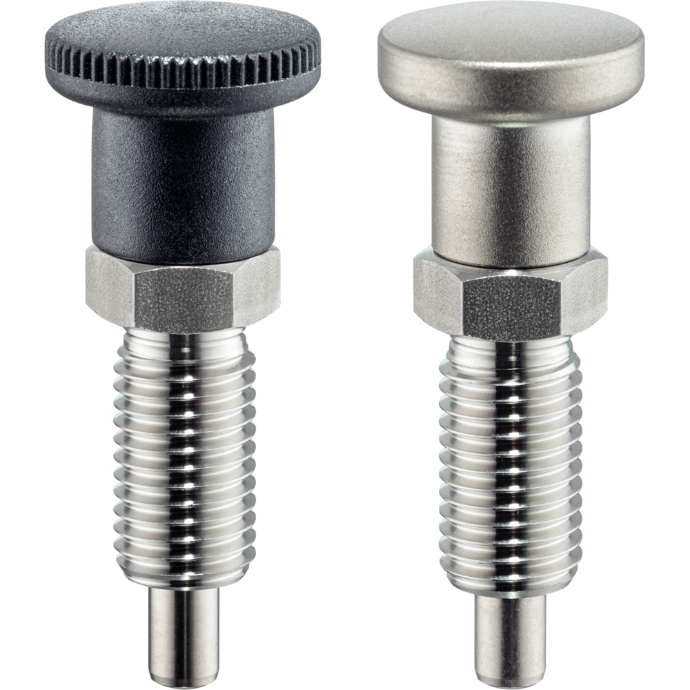 Index Plungers, with hexagon collar, stainless steel A4