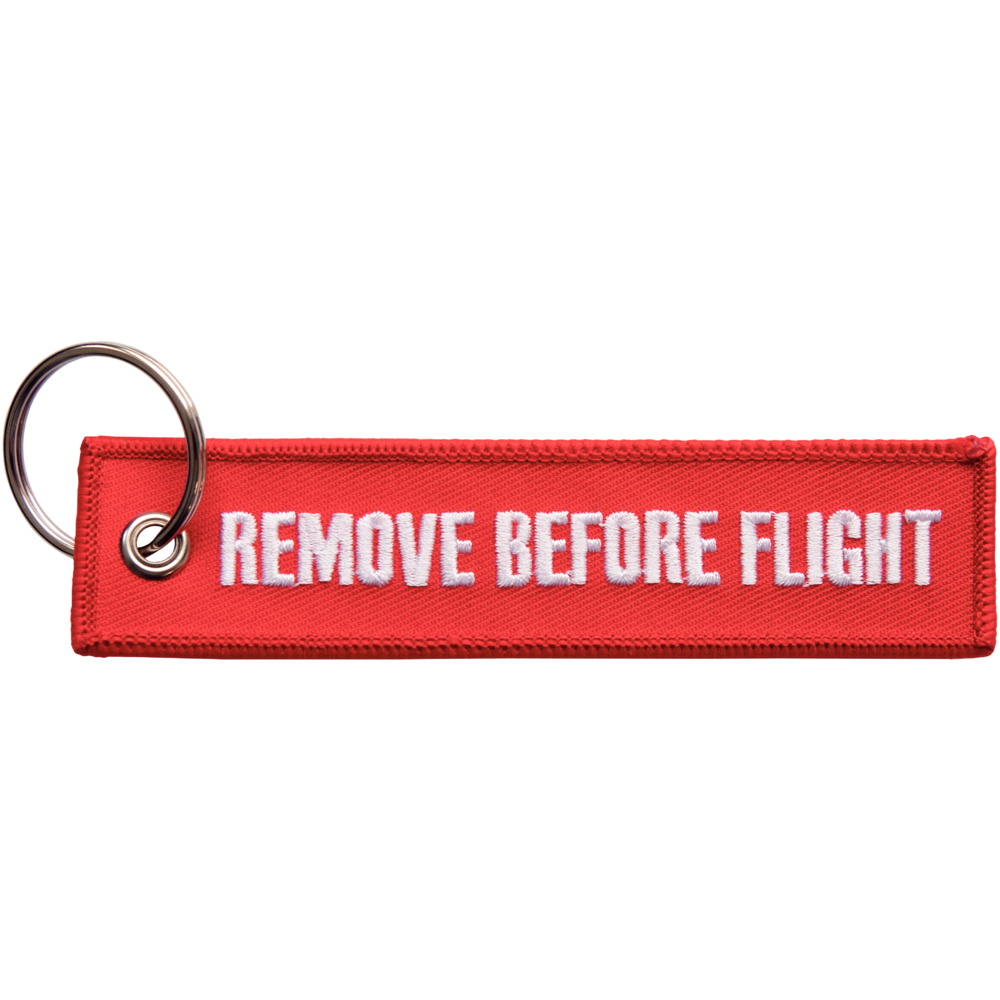 Warning Streamers, woven, embroidered with lettering "Remove Before Flight"