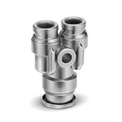 KQG2U-xx, Stainless Steel EN 1.4401 Equiv., One-touch Fitting, Different Diameter Union Y