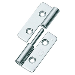 Flat plug-in hinges / conical countersinks / rolled / stainless steel / mirror polished / B-1075 / TAKIGEN B-1075-L