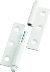 Flat plug-in hinges / conical countersinks / decorative pin / rolled / steel / lacquered, white / 225xxxxx / TRUSCO NAKAYAMA 2255040L
