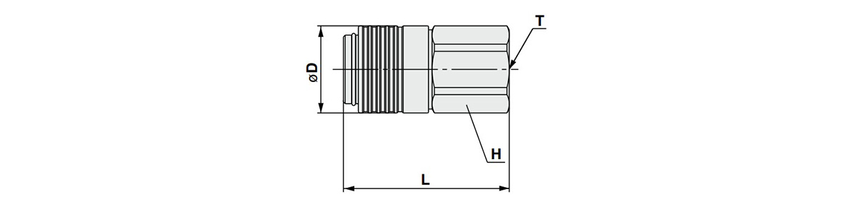 Without check valve, female thread type dimensional drawing