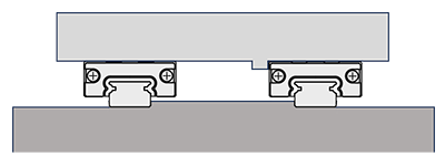 Mounting example - fixed rail, movable guide carriage.