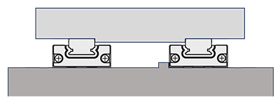 Mounting example - movable rail, fixed guide carriage.