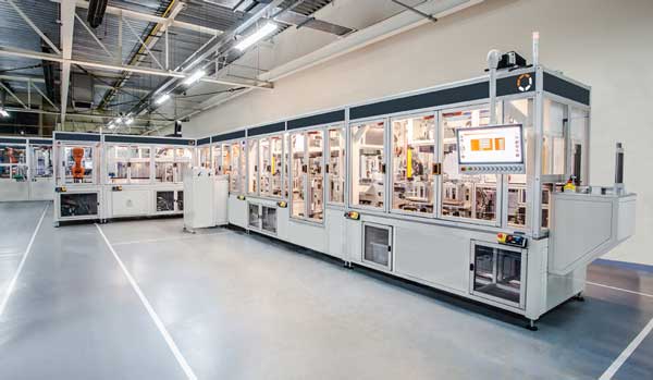 An example of one of the complex production lines that are designed, built and tested by DesignPro from start to finish .