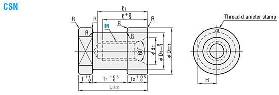 Threaded bushes for casting in / flange flattened on one side / internal thread / heat-treatable steel 