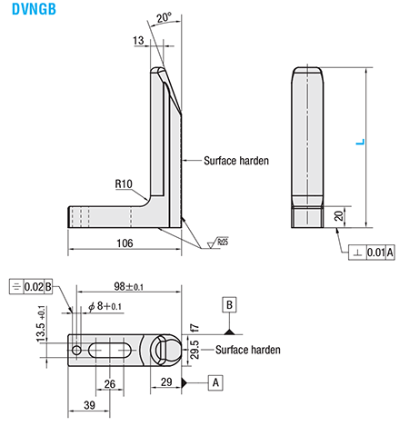 Insertion guides for large tools / heat-treatable steel / round profile / slotted hole, dowel pin core bore / VW 39D 807 